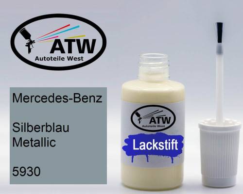 Mercedes-Benz, Silberblau Metallic, 5930: 20ml Lackstift, von ATW Autoteile West.